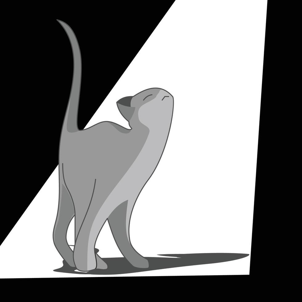 cute cat stage spot light vector