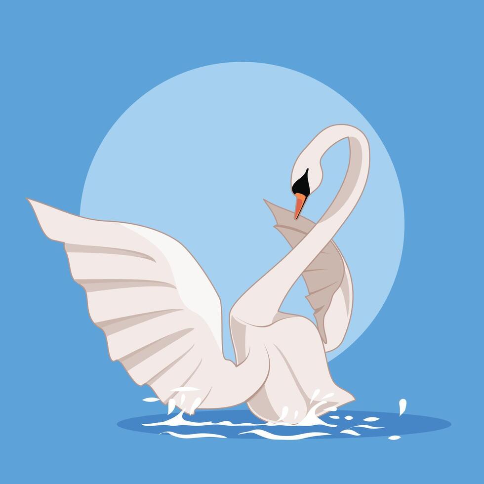 beautiful swan splashing water clip vector