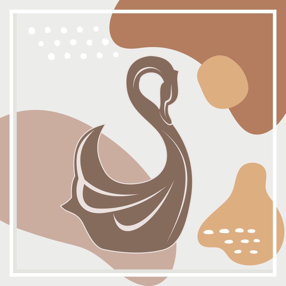 aesthetic abstract frame swan art vector