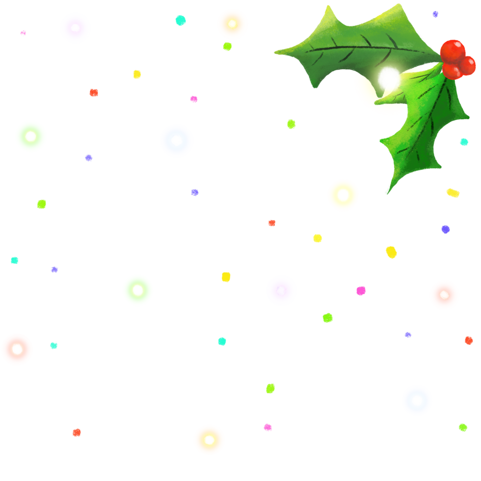 Christmas card design on transparent background, Christmas leaves decoration isolated png