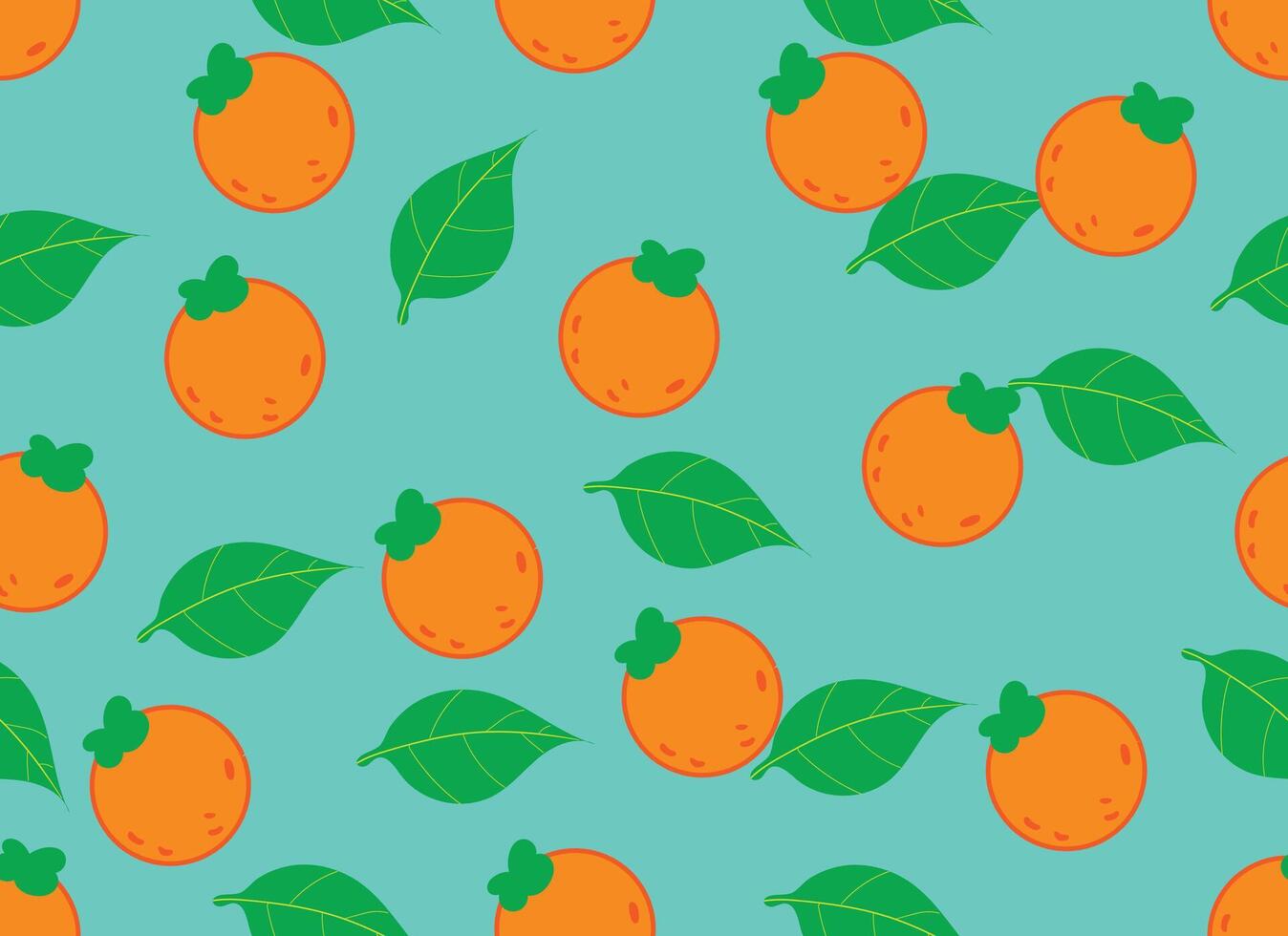 seamless pattern of orange and green leaves on blue background vector