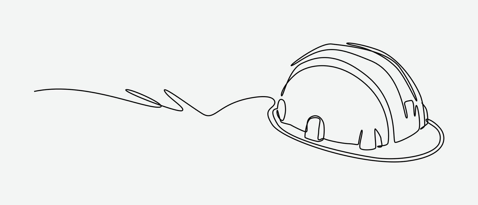 Continuous one line drawing of safety helmet. Industry, engineering, protection concept. Editable stroke . vector