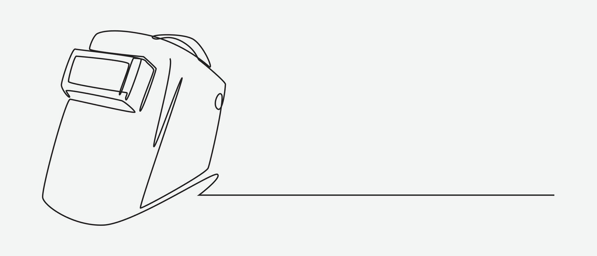 Continuous one line drawing of welding mask. Industry, protection concept. Editable stroke . vector