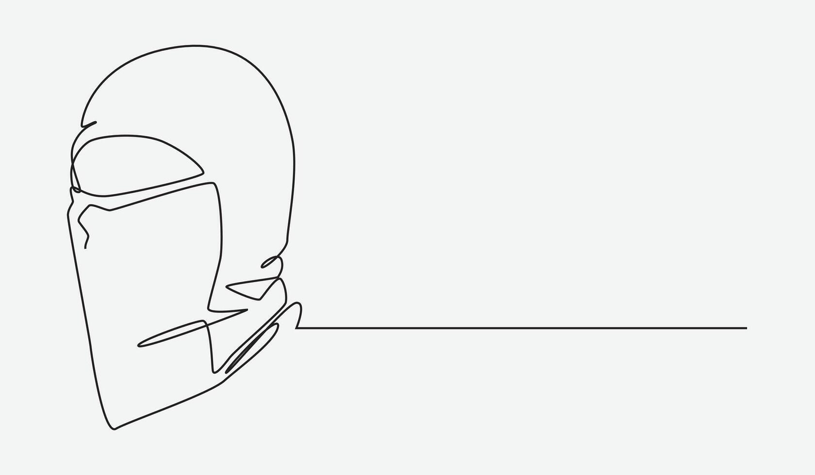 Continuous one line drawing of balaclava. Protection, mask, crime concept. Editable stroke . vector