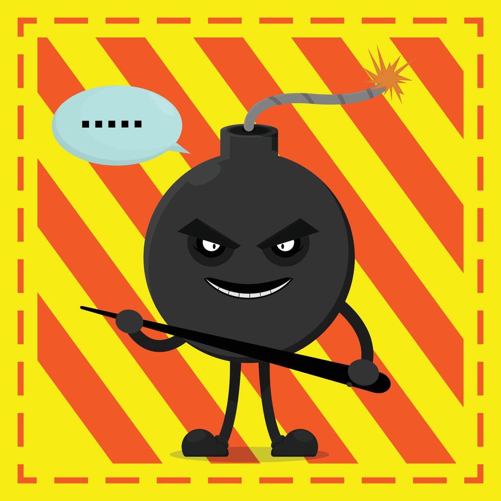 Cartoon bomb with angry face and speech bubble vector