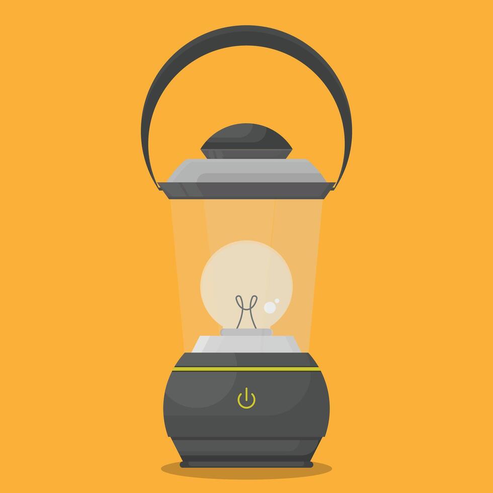 An illustration of a lantern with a light bulb vector