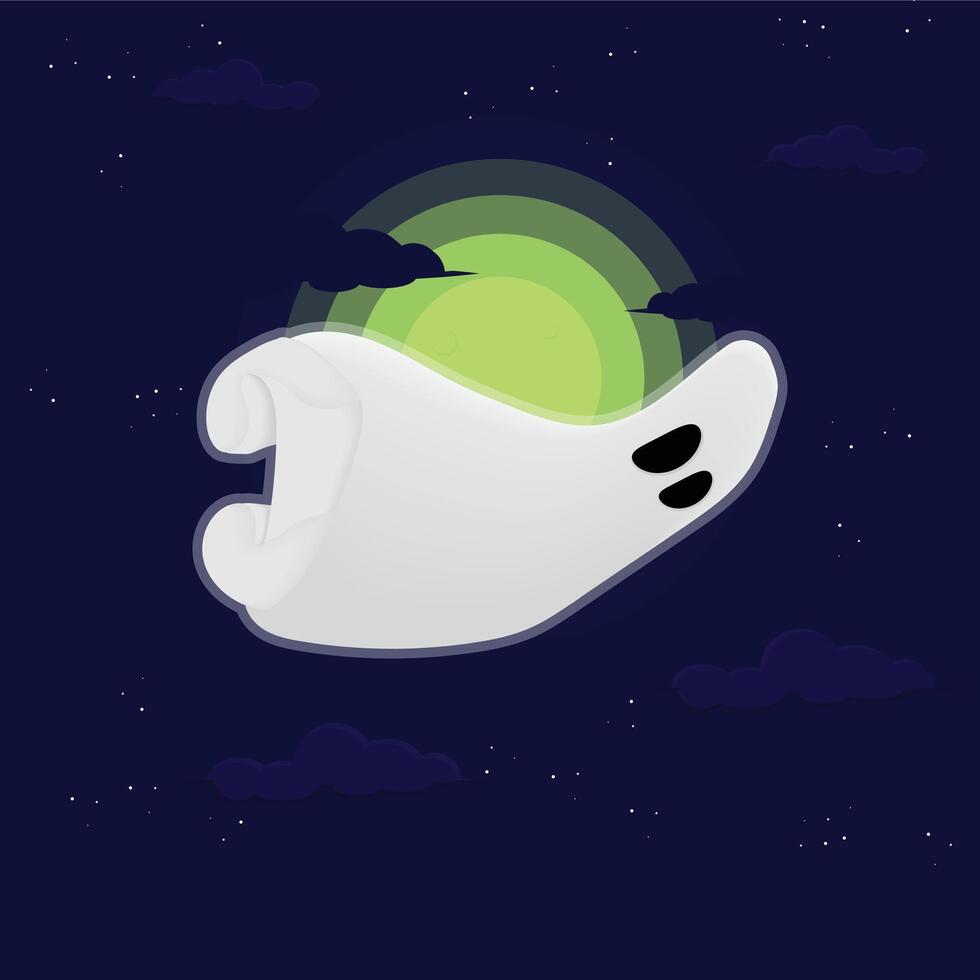 A ghost with a green face and a yellow light vector