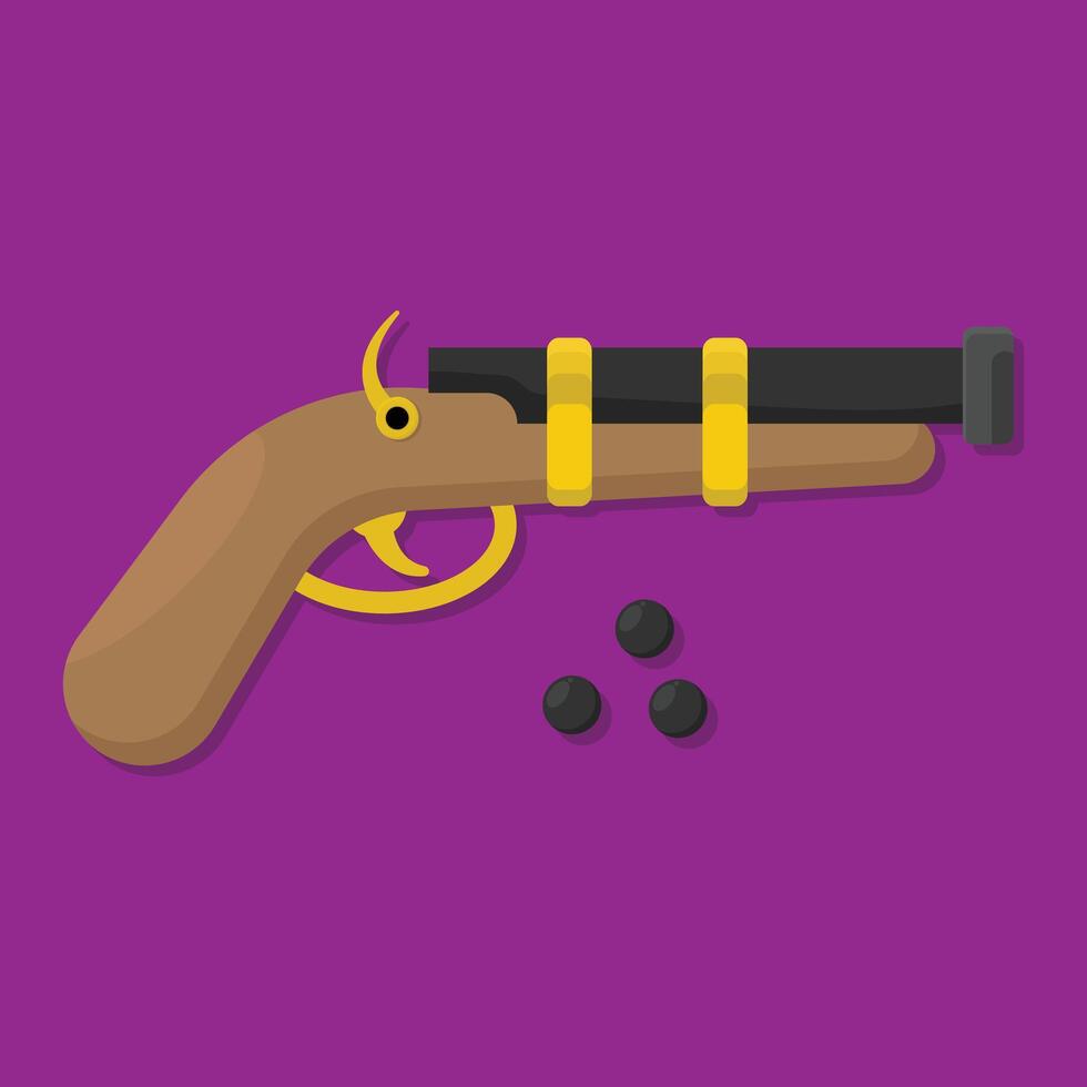 A gun with a black and yellow band on it vector