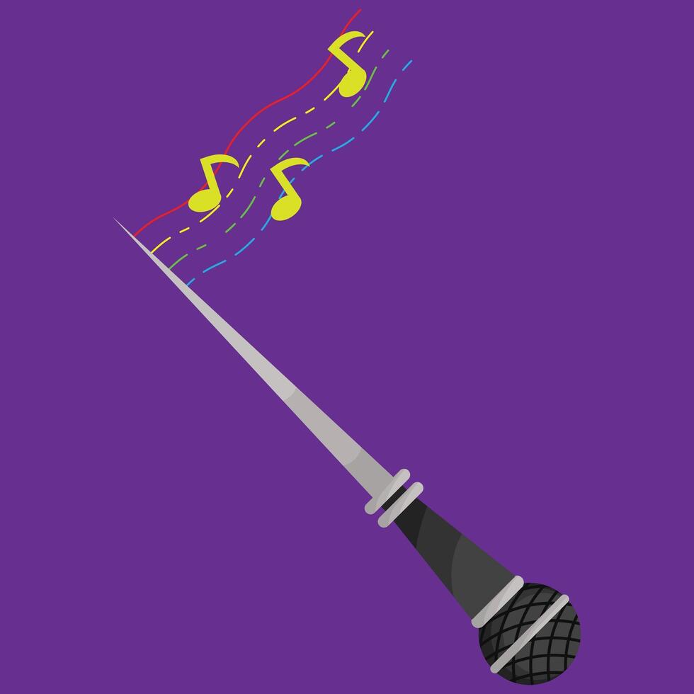 A microphone with musical notes flying out of it vector