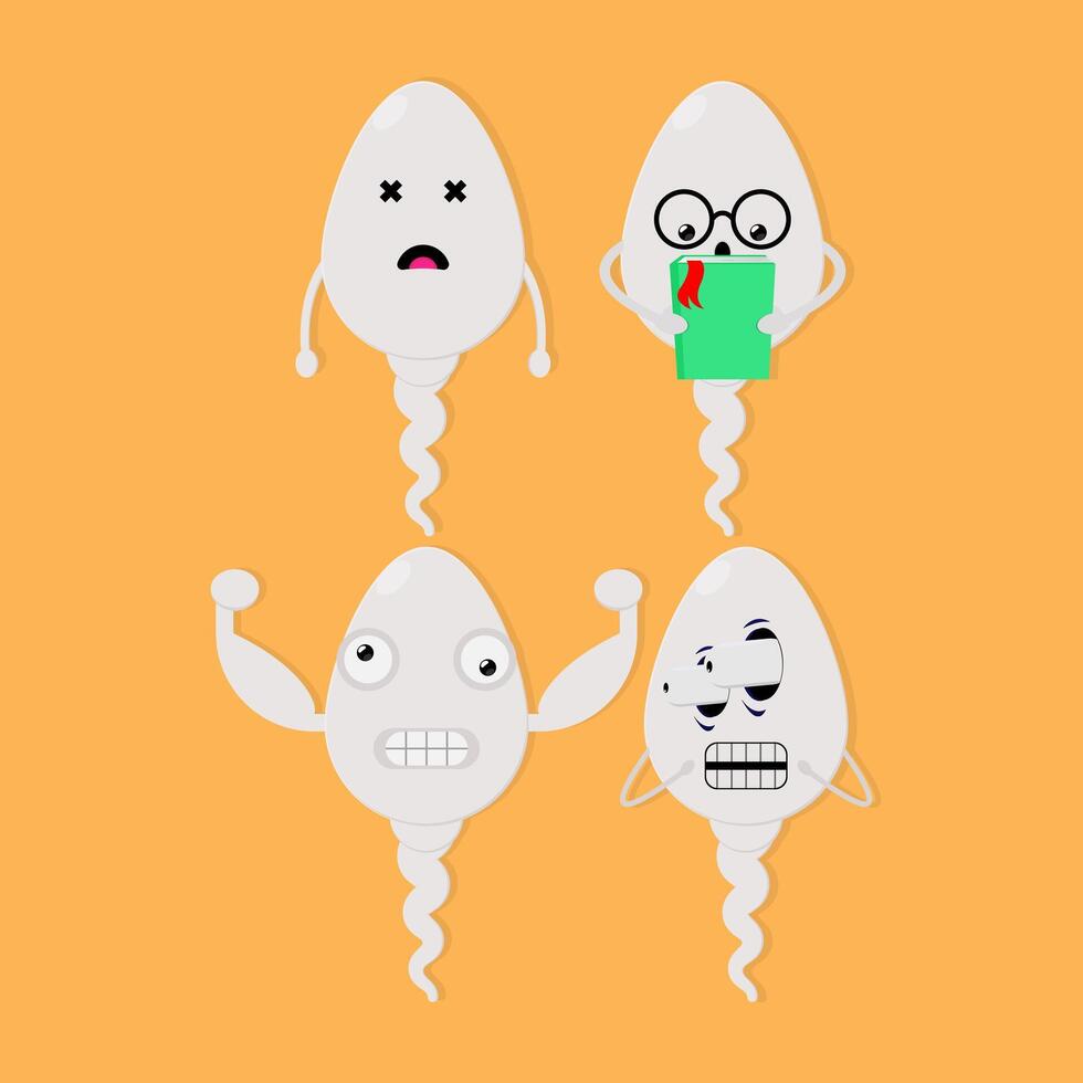 Four white eggs with faces and eyes on them vector