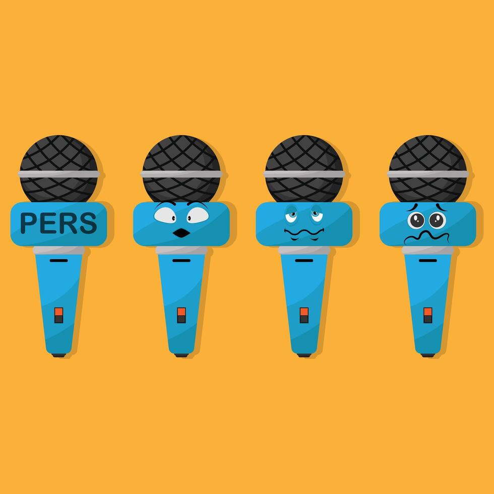 Three microphones with the words perrs on them vector