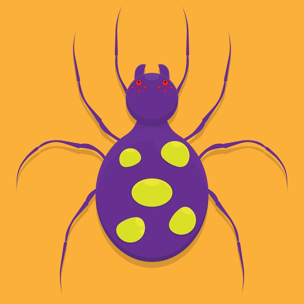 A purple spider with yellow spots on it vector