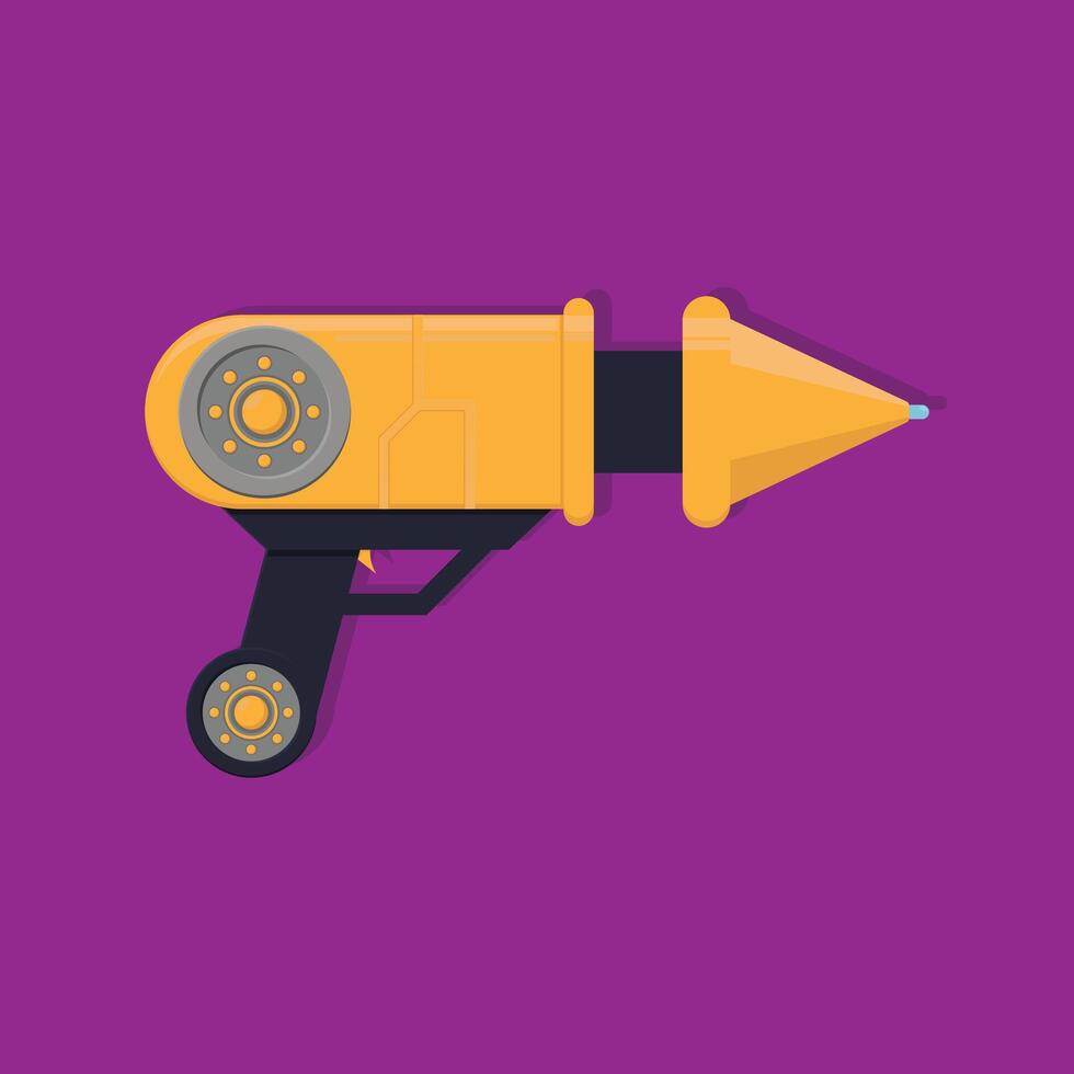 A cartoon gun on a purple background vector