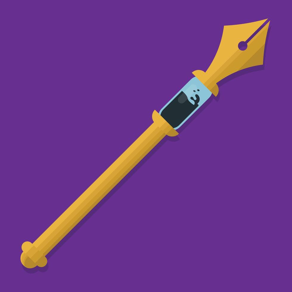 A yellow and black writing instrument on a purple background vector