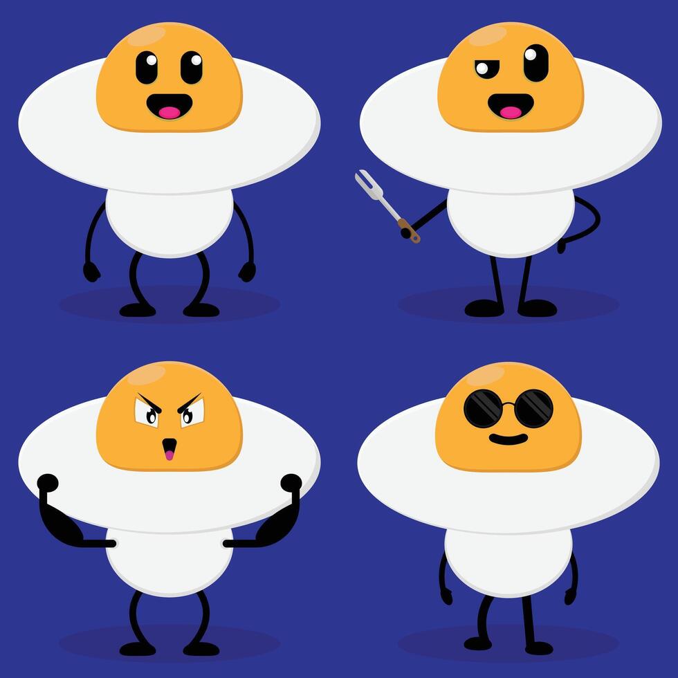 Cartoon egg with different expressions vector