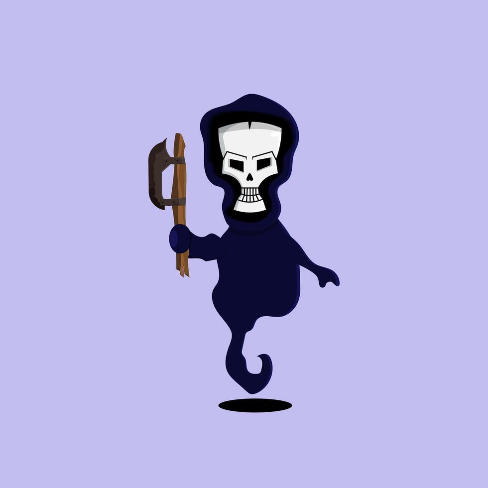 A cartoon character with a skull and a staff vector