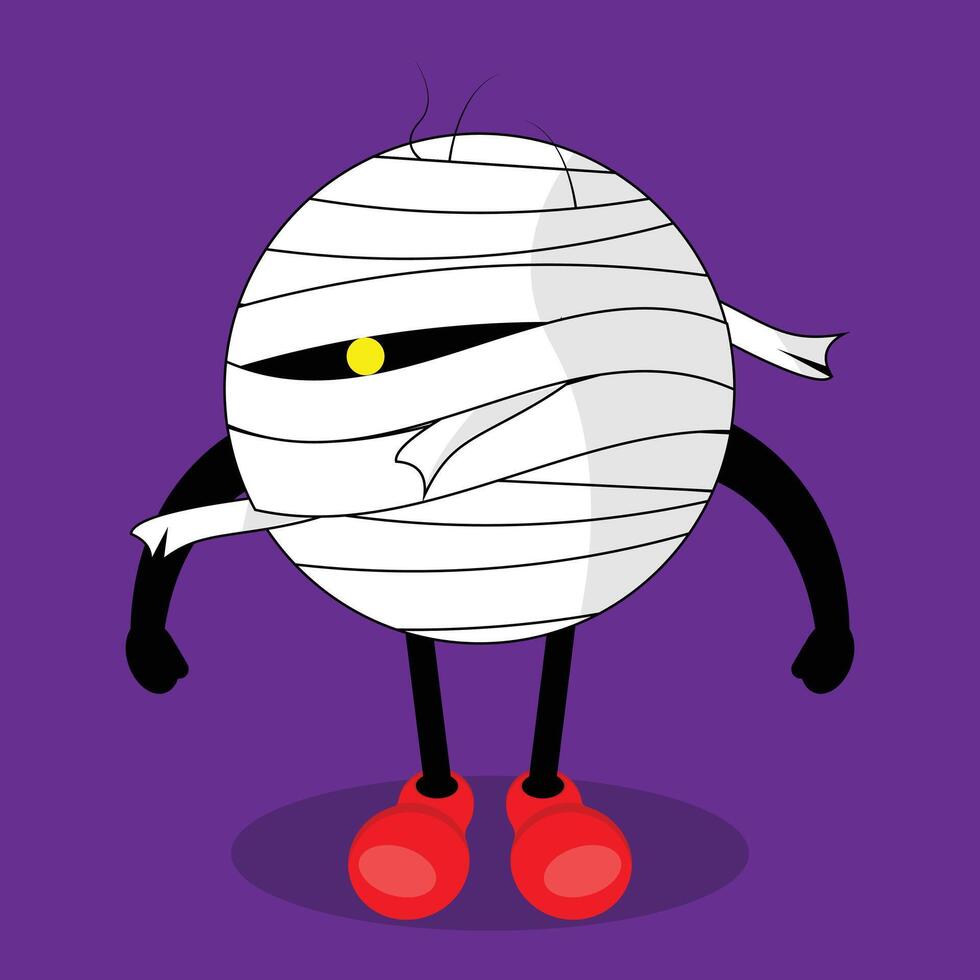 A cartoon character of a mummy ball with red shoes vector