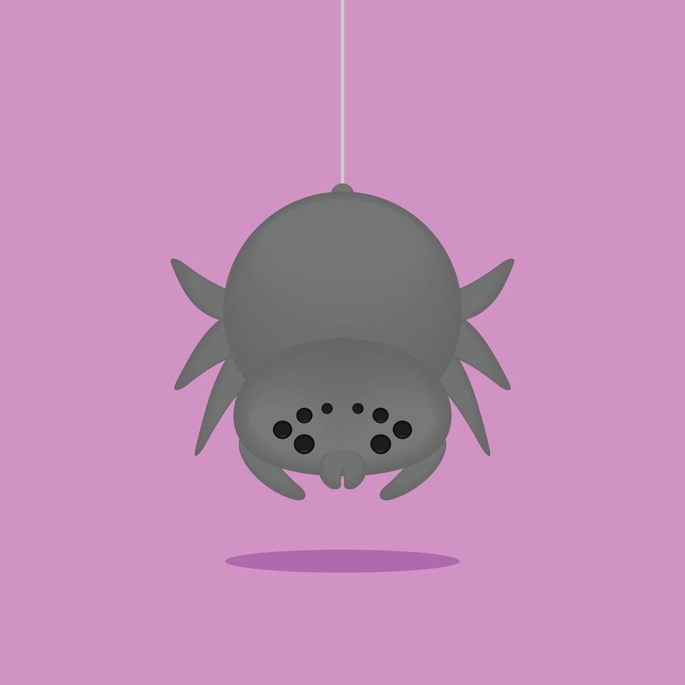A spider hanging from a string on a purple background vector