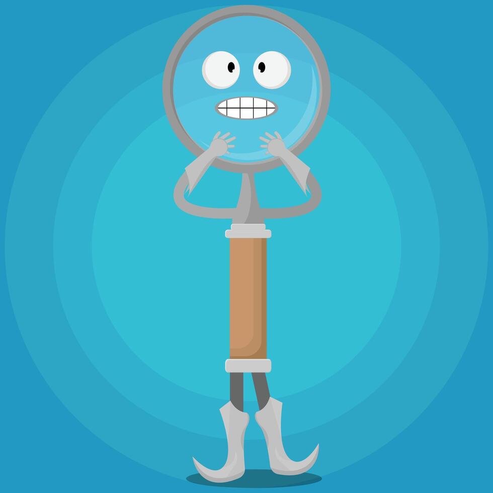 A cartoon character holding a magnifying glass vector