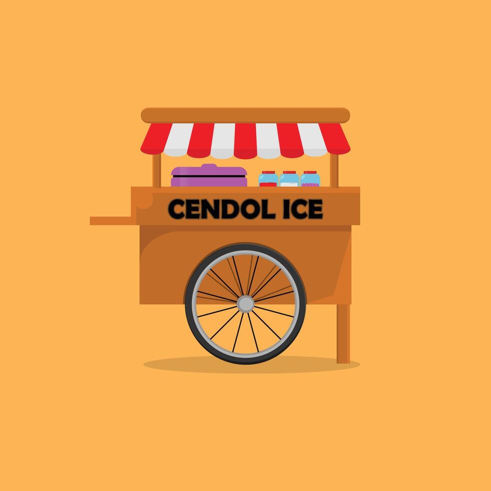 A cart with the word cendolice on it vector