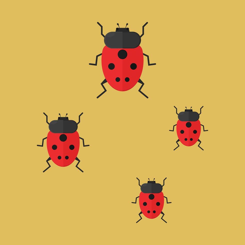 Ladybugs on a yellow background vector