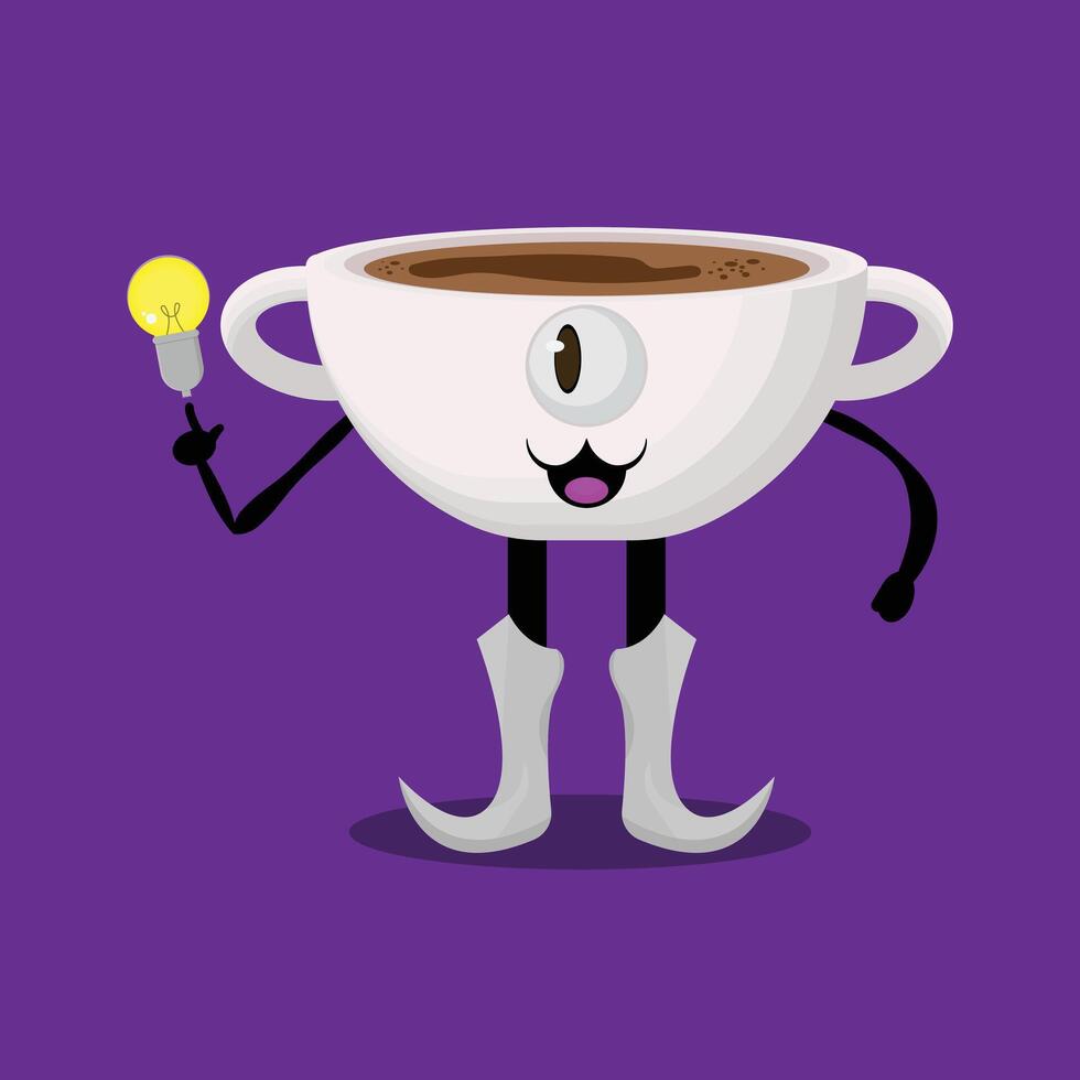 A cartoon cup of coffee with eyes and legs vector