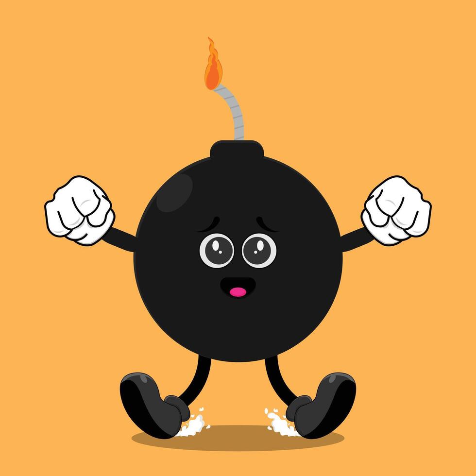 Cartoon bomb character with arms and legs vector