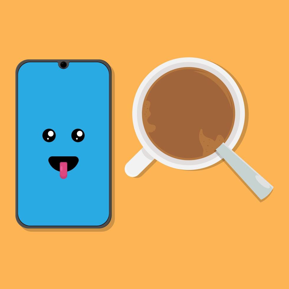 Coffee and smartphone illustration vector