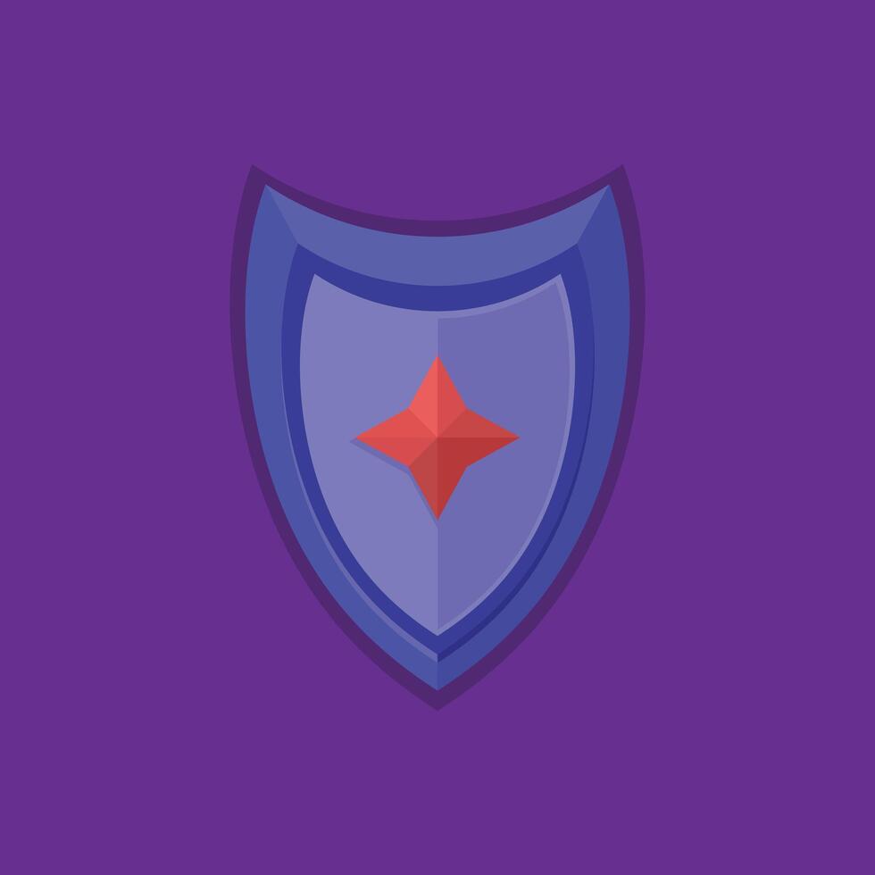 A purple shield with a red star on it vector