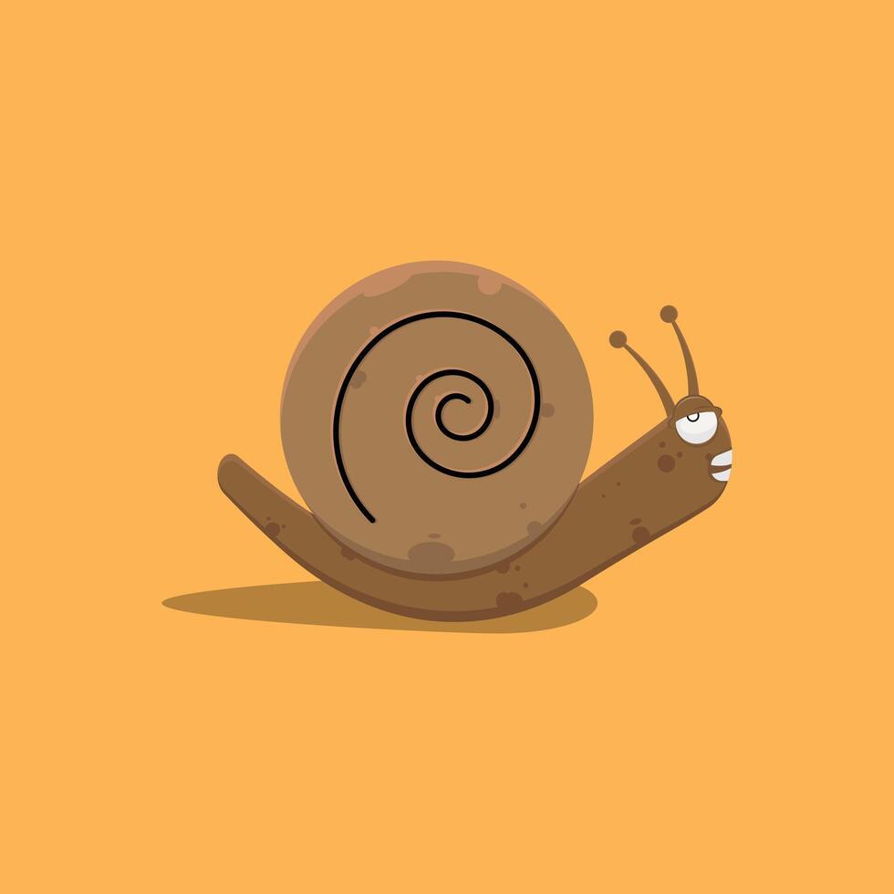 Cartoon snail on an orange background vector