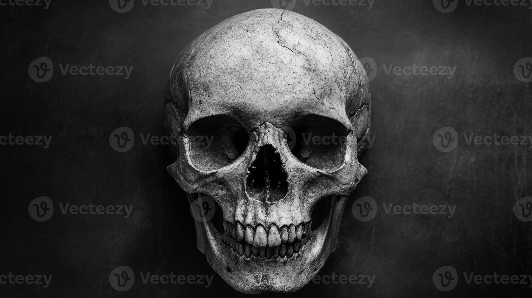 A Close-Up of a Human Skull with Visible Teeth photo