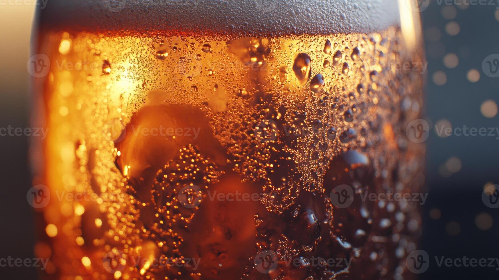 Close-Up of a Glass of Beer with Condensation and Sunlight photo