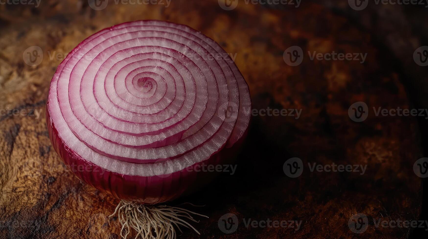 A Single Sliced Red Onion with Visible Layers photo
