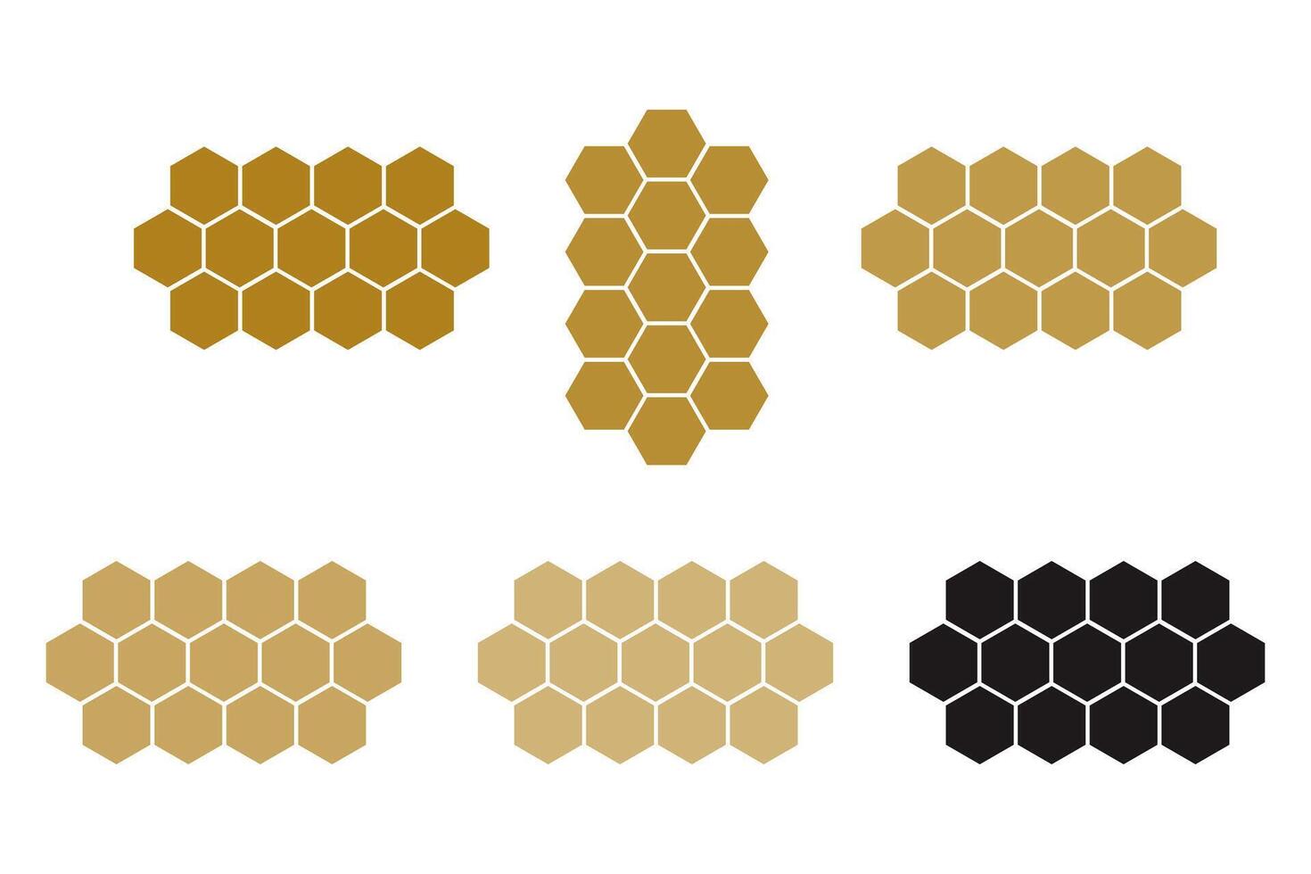 Different color honeycomb icon set. vector