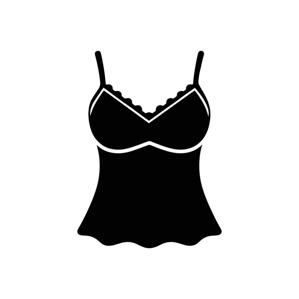 Modern Camisole Design Simple Black Silhouette of Womens Lingerie for Fashion Concepts vector