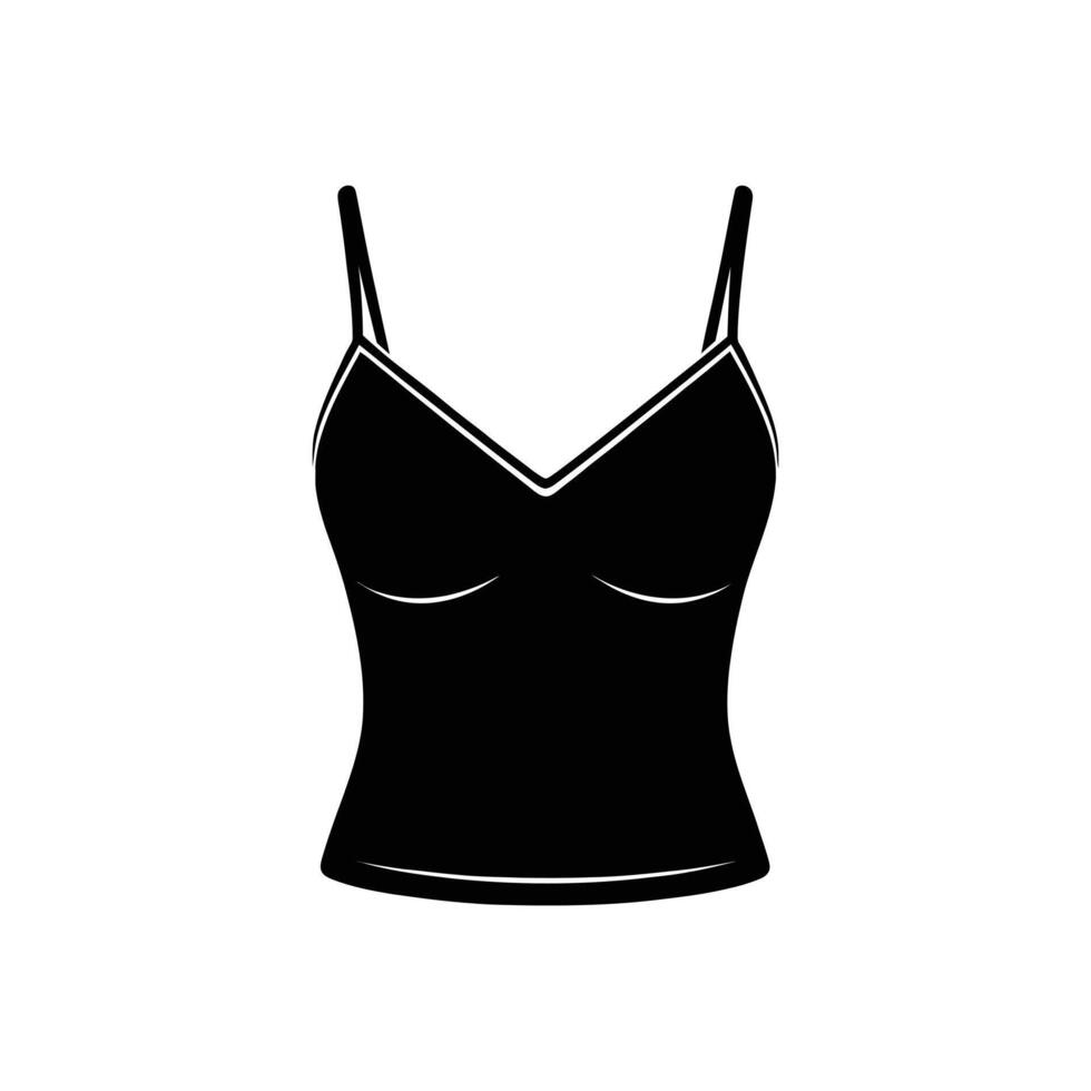 Elegant Womens Camisole Black Silhouette of a Lingerie Top with Lace Detailing vector