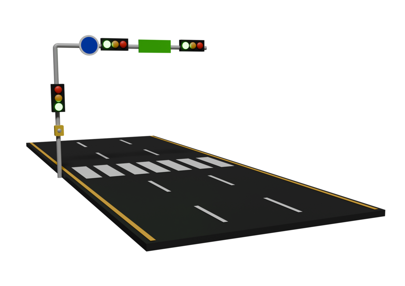 A traffic light and crosswalk on a black road png