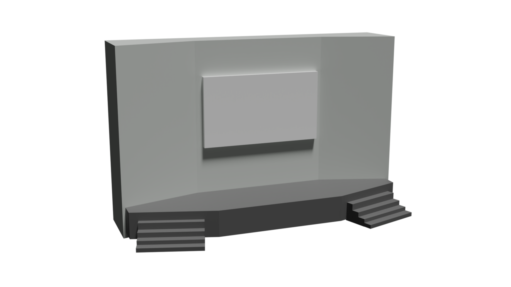 A 3d model of a stage with a white square png