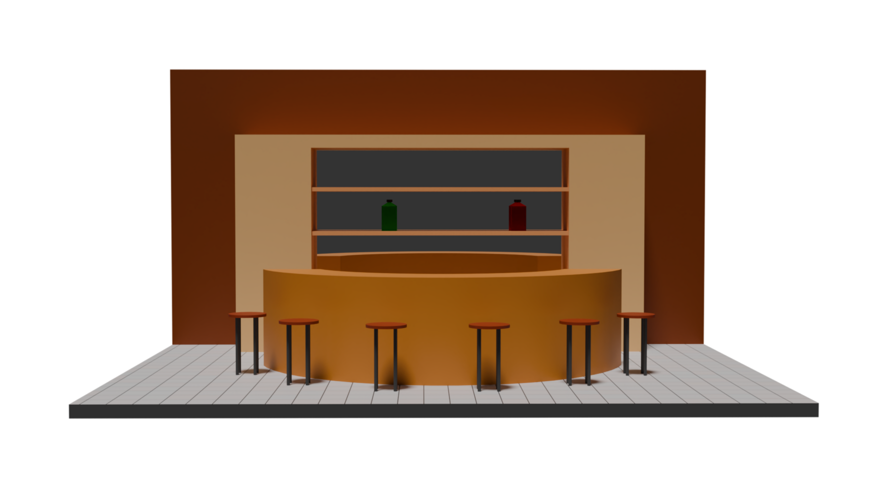 A bar with stools and a counter png