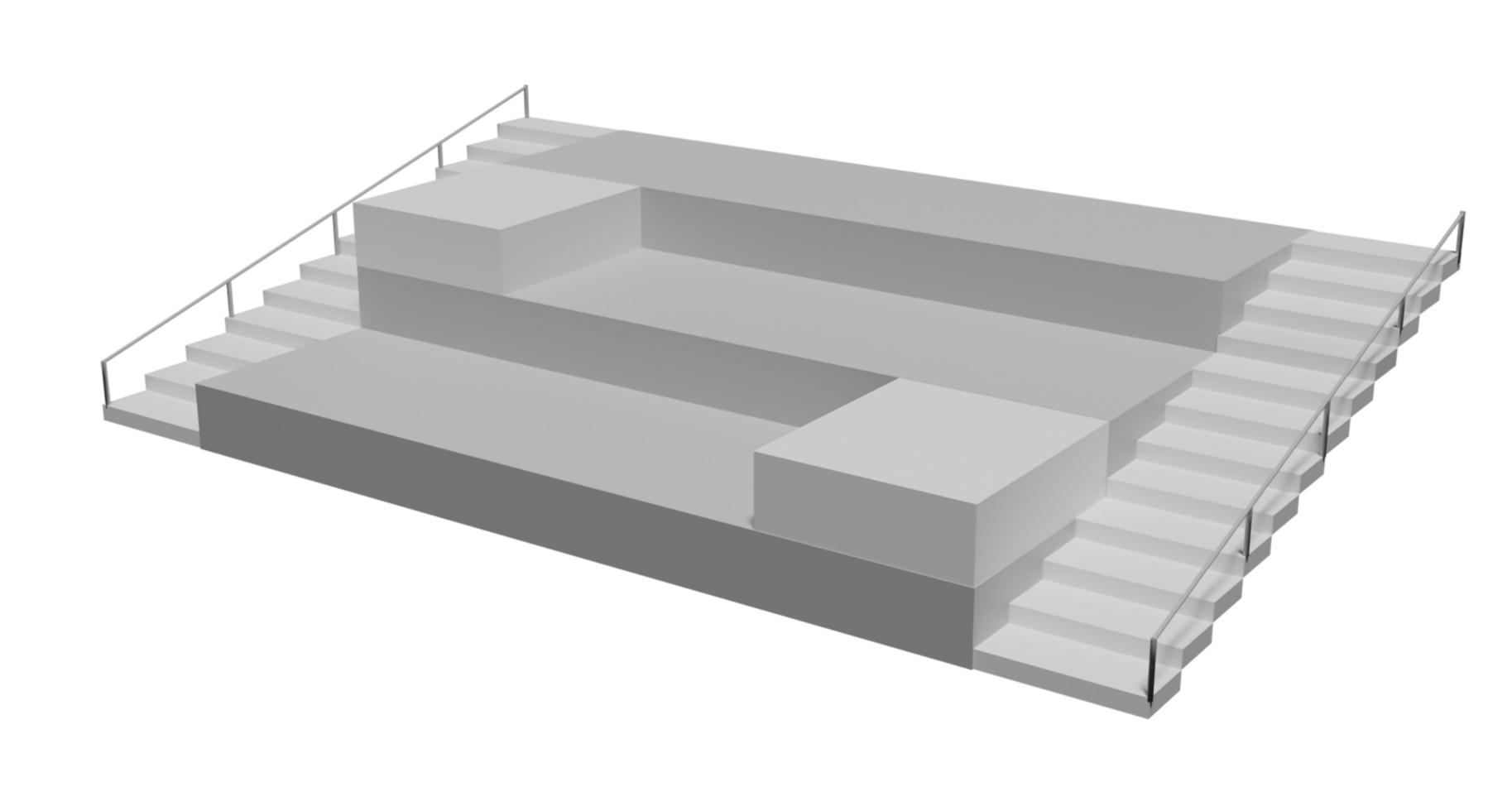 A 3d model of a stairway with a railing png