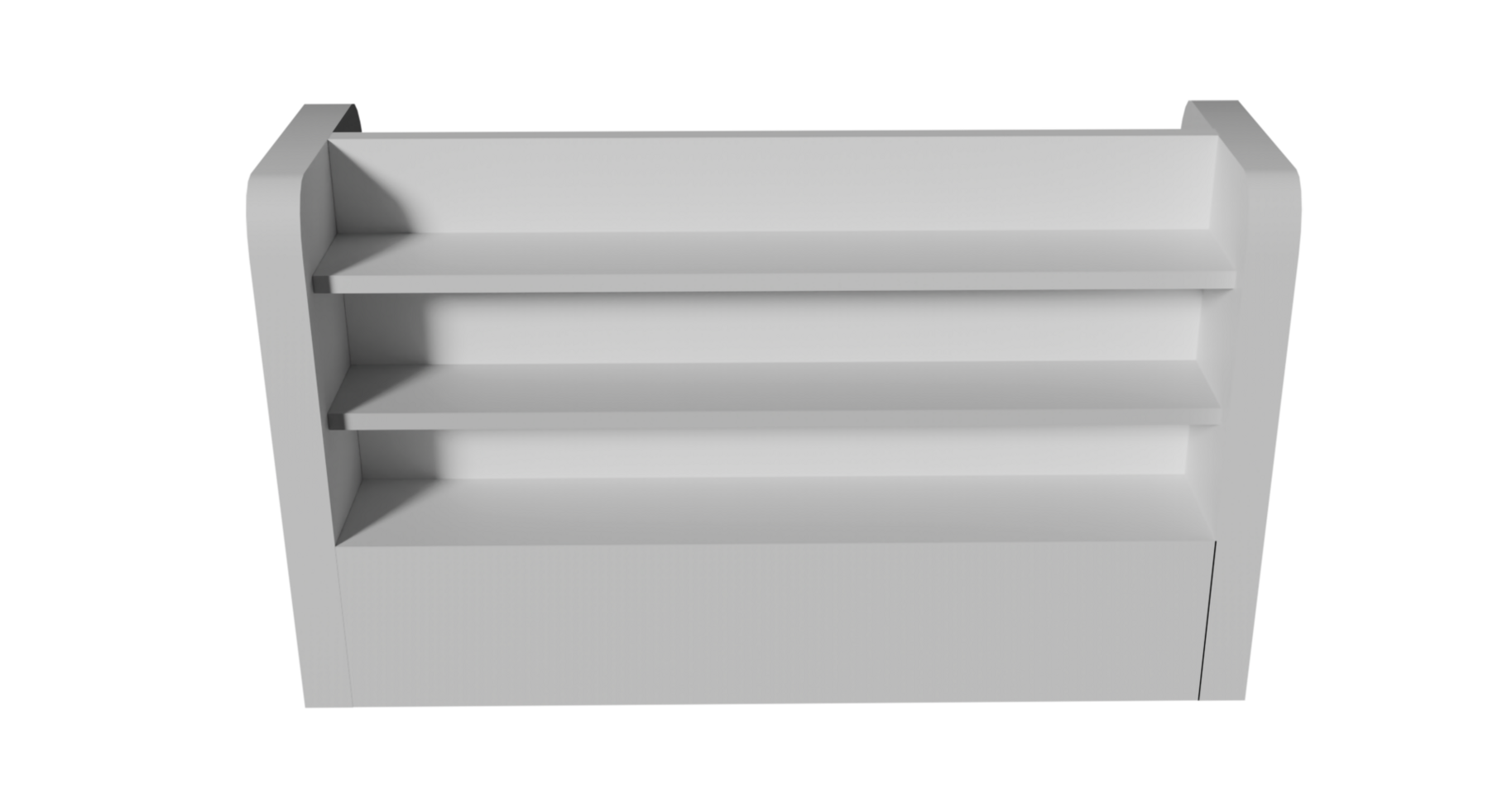 A white shelf with three shelves on it png