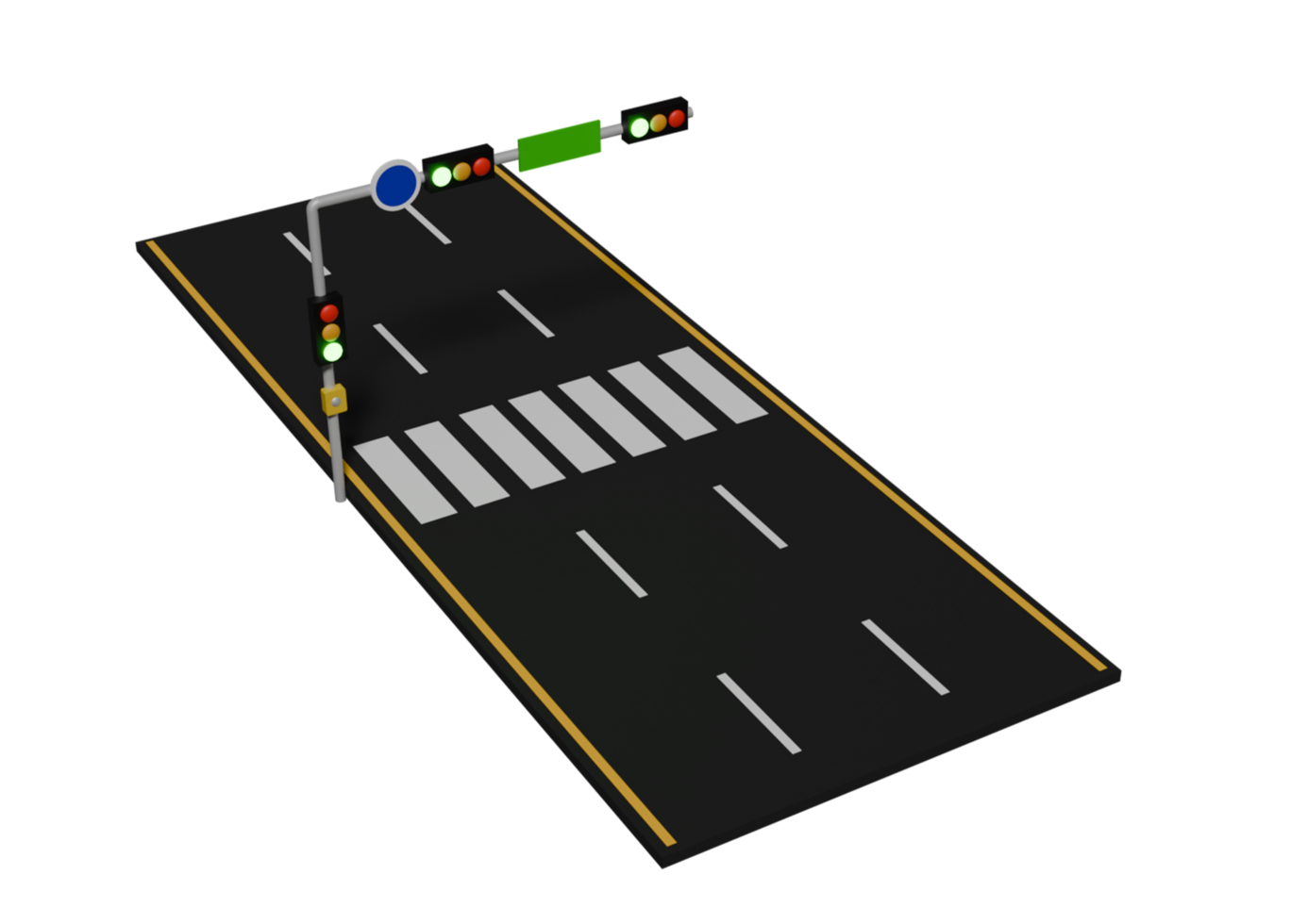 A 3d illustration of a road with traffic lights png
