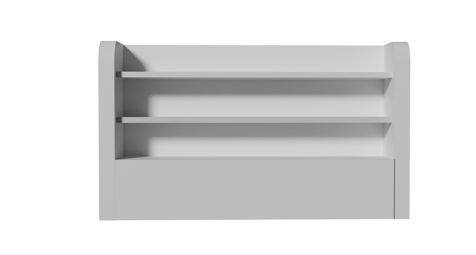 A white shelf with three shelves on it png
