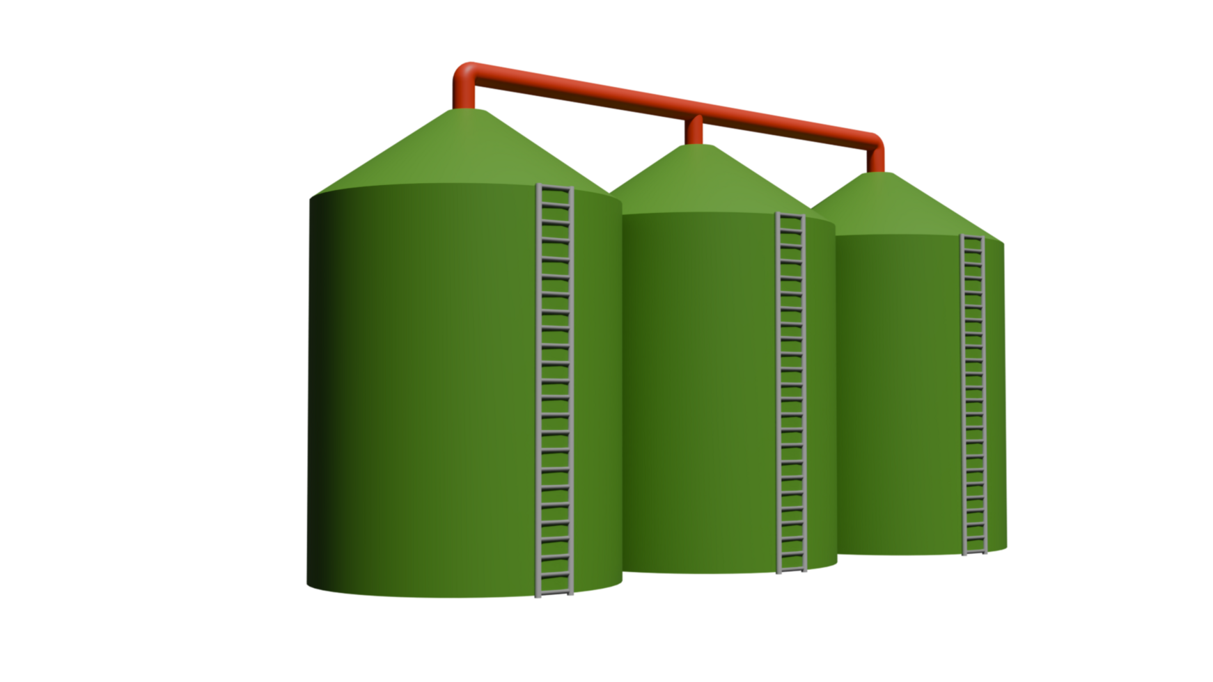 Three green silos for storage png