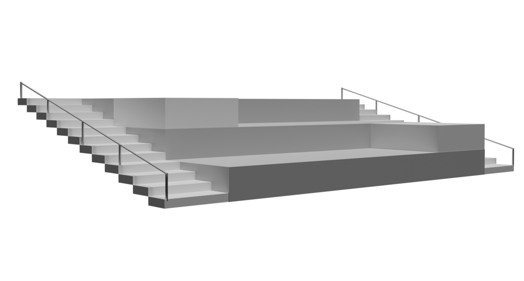 A 3d model of a stairway with a railing png