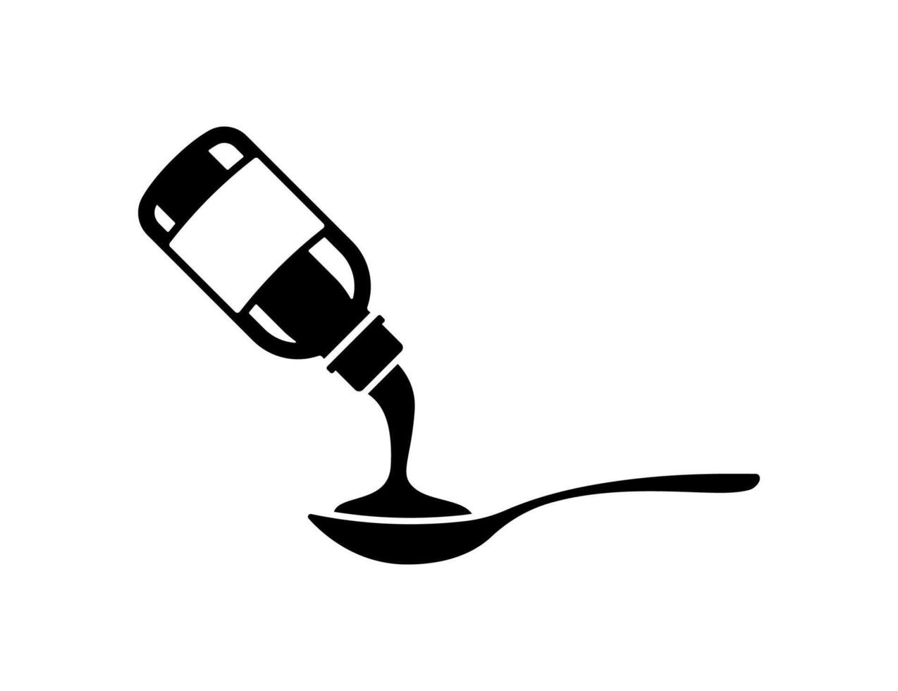 Pouring medicine from bottle to spoon icon isolated on white background. vector