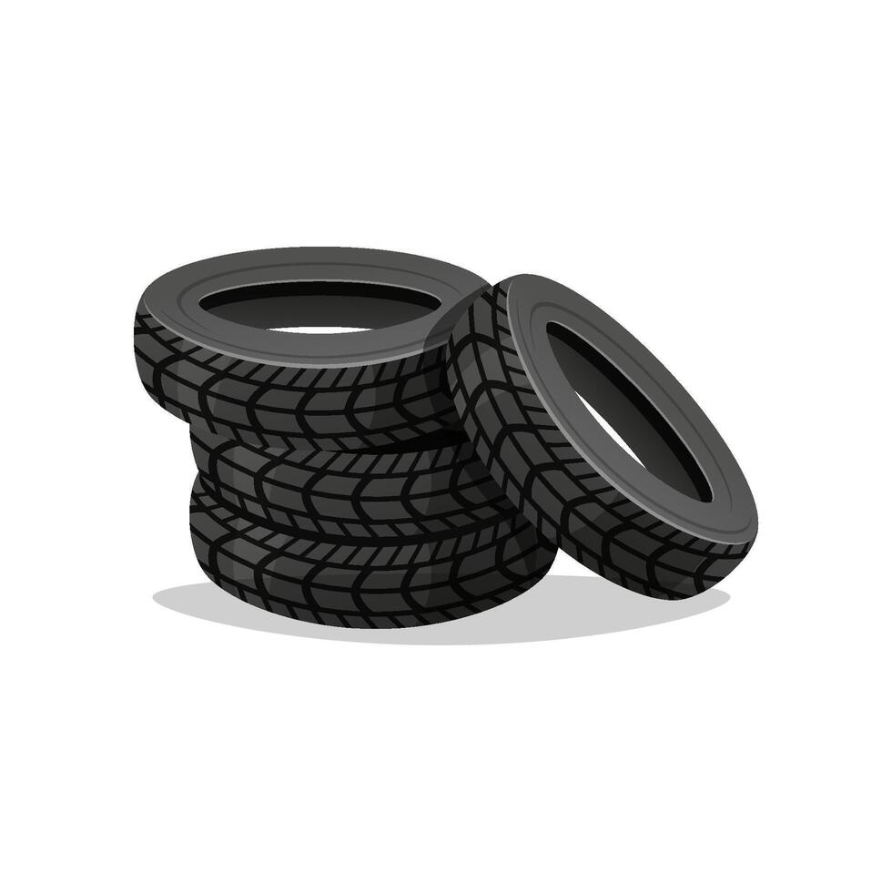 Rubber tire stack isolated on white background. vector