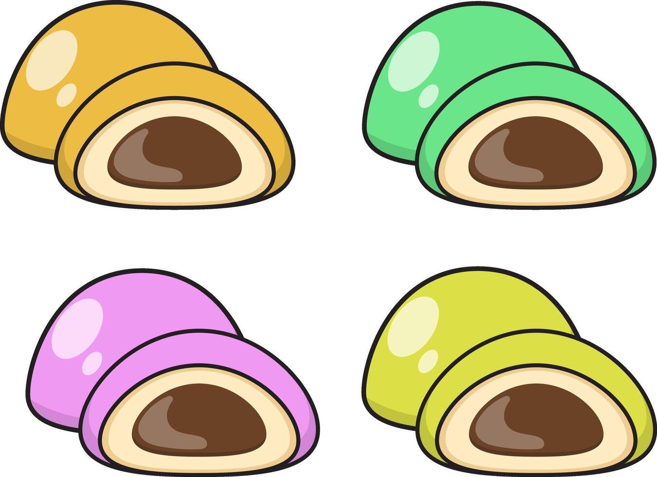 Japanese mochi with various colors vector