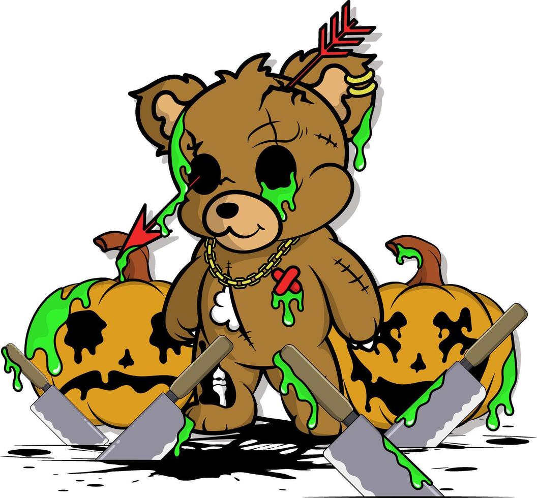 Halloween teddy bear illustration design vector