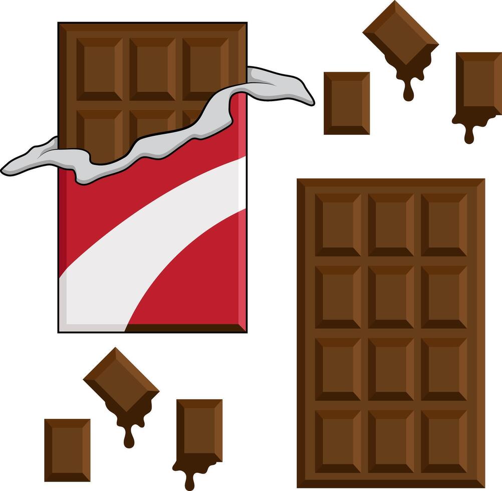 Flat chocolate bar set icon vector